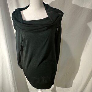 Laila Jayde Sweater Dark Green Cowl Neck Zippered Size L